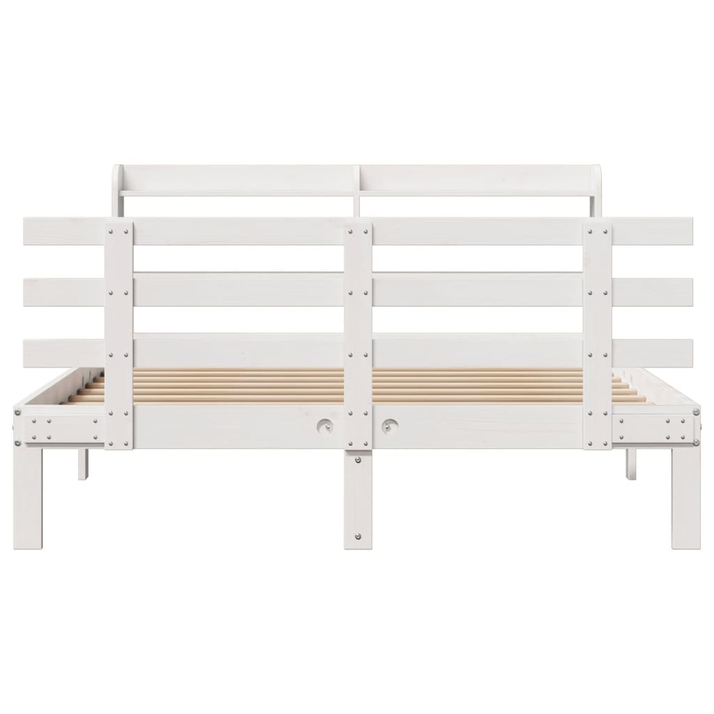 Bed Frame with Headboard without Mattress White 135x190 cm Double